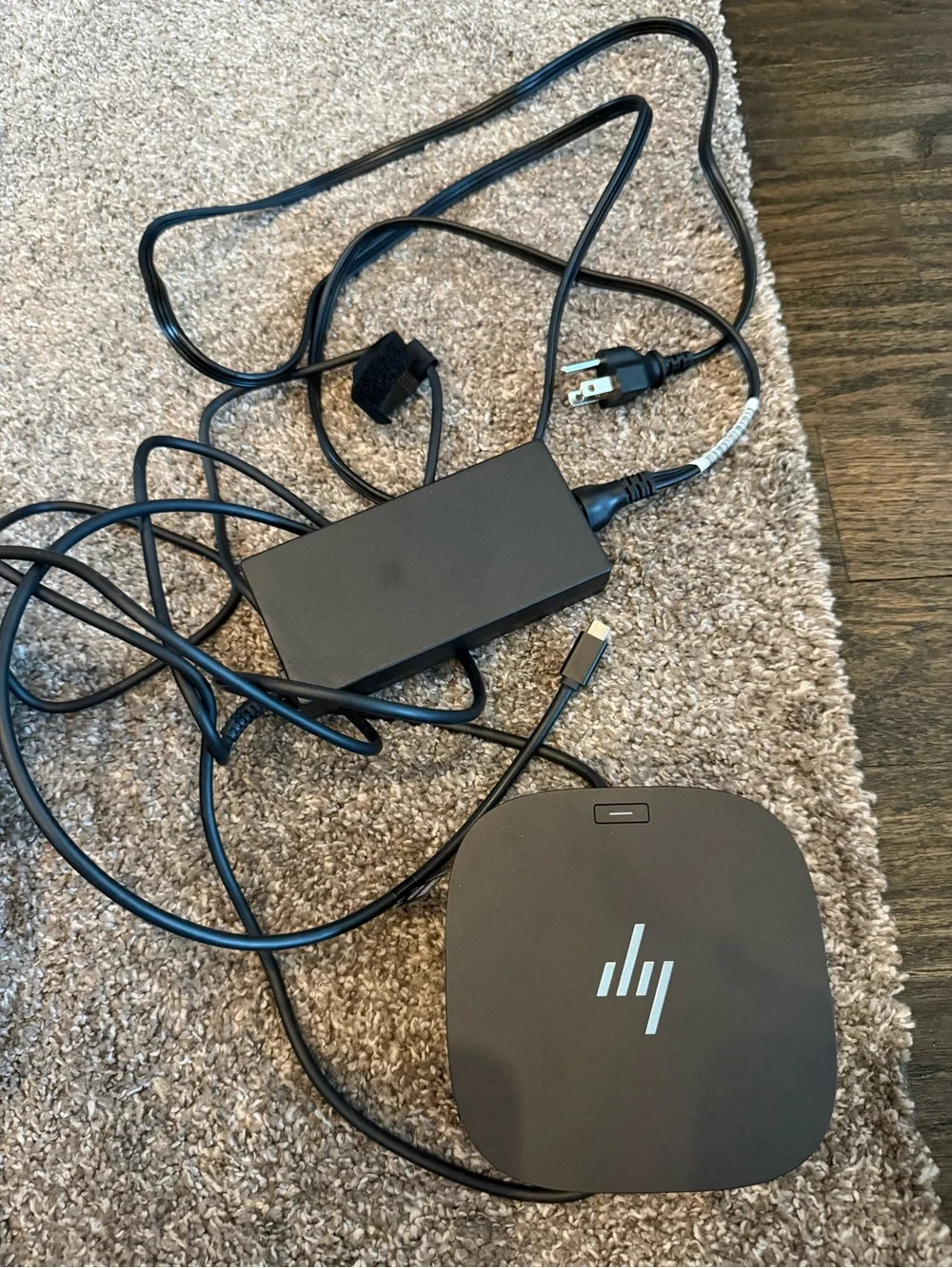 HP Black USB-C Docking Hub with Power Adapter and Cables